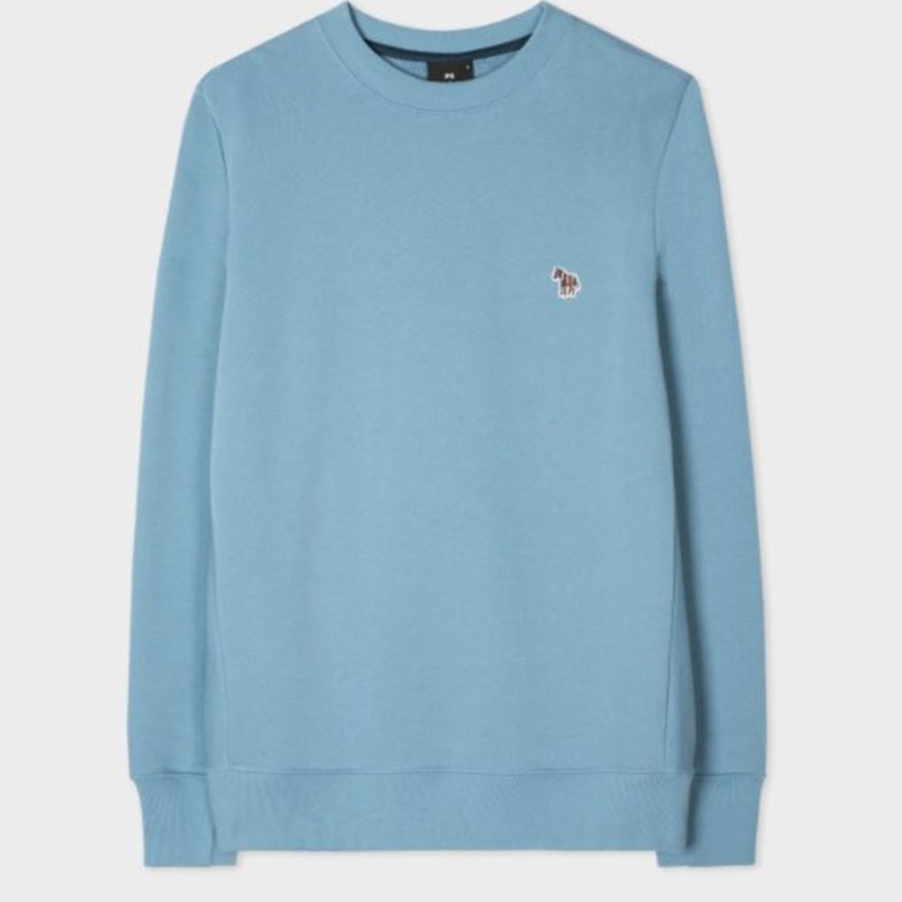 NWT PAUL SMITH RAINBOW ZEBRA LOGO LIGHT BLUE SWEATSHIRT SZ L